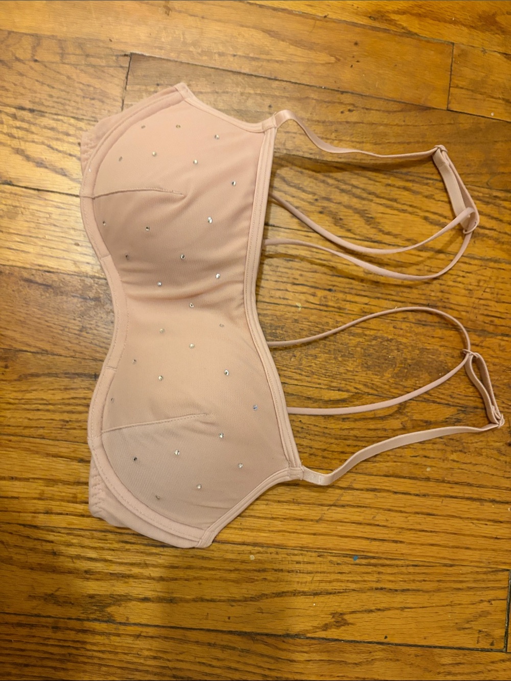 Strapless Blush Pink Rhinestone Bustier Bra Top